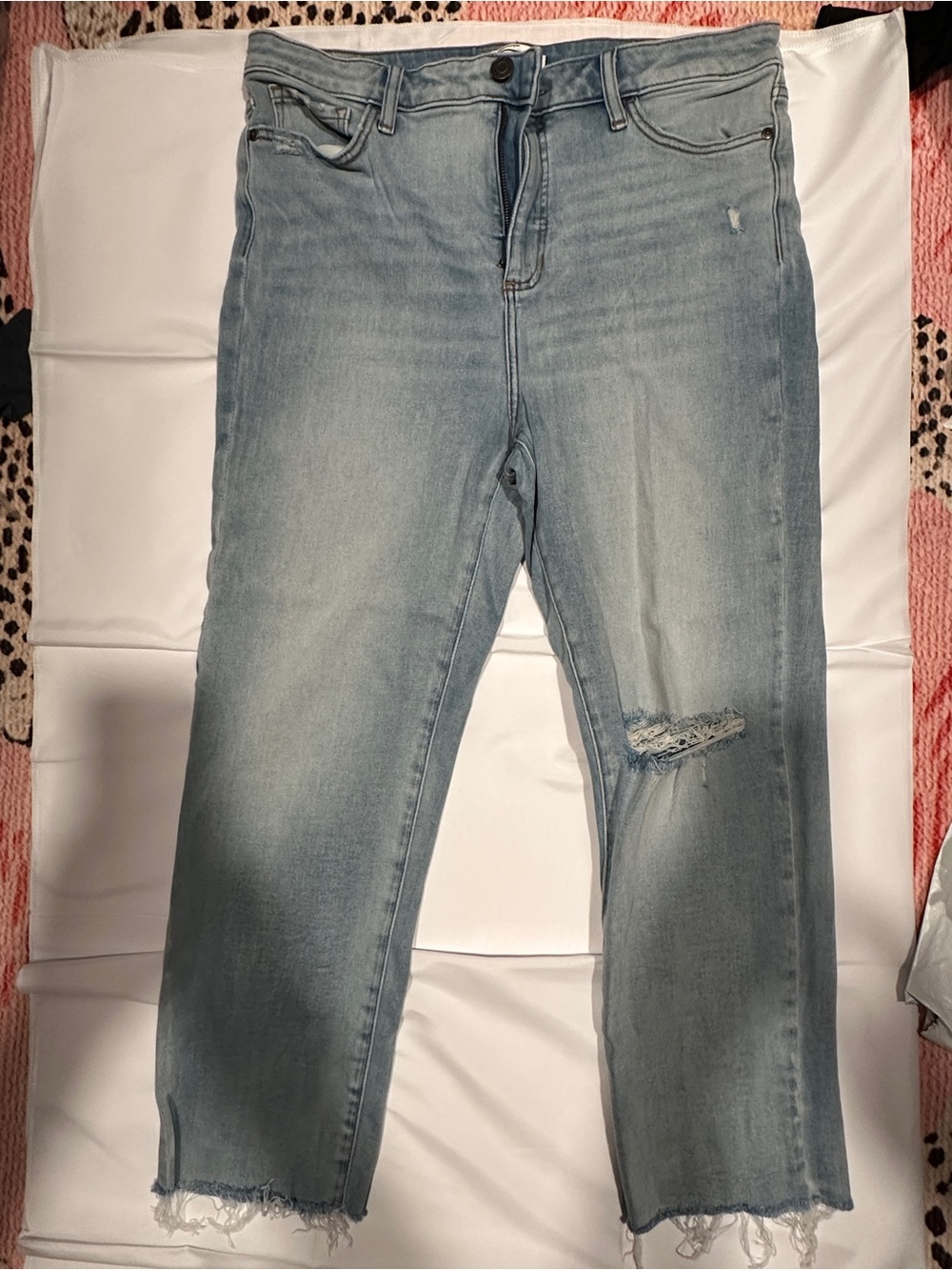 Light Wash Distressed Women's Jeans - Casual Straight Leg - LC by Lauren Conrad